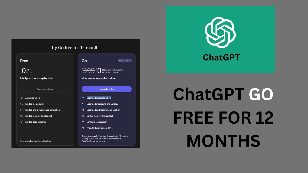 ChatGPT GO FREE FOR 12 MONTHS